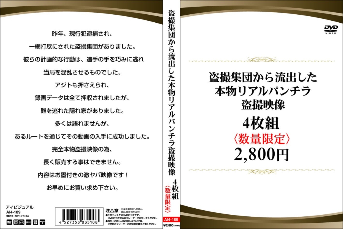 〇撮集団から流出した本物リアルパンチラ〇撮映像4枚組2 800円(数量限定)