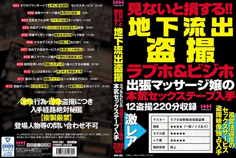 見ないと損する!!地下流出〇撮ラブホ&ビジホ出張マッサージ嬢の本気セックステープ入手